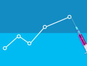 Flu statistics symbolized by a graph and a shot