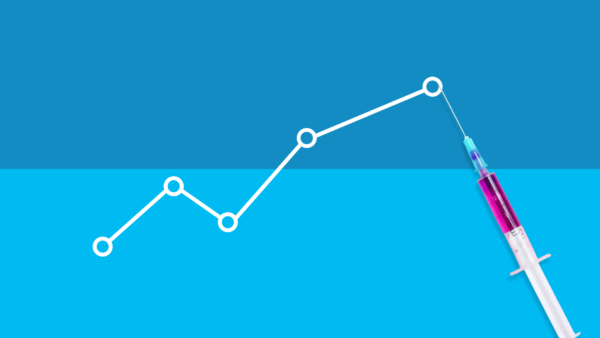 Flu statistics symbolized by a graph and a shot