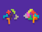 Two images of brains made of puzzle pieces symbolize ADHD facts and ADHD myths