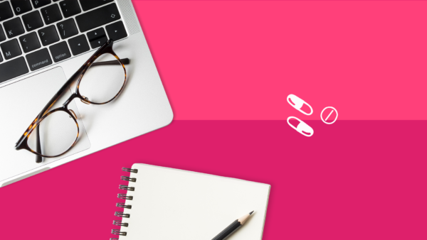 An image of pills with a computer represents adult ADHD medication