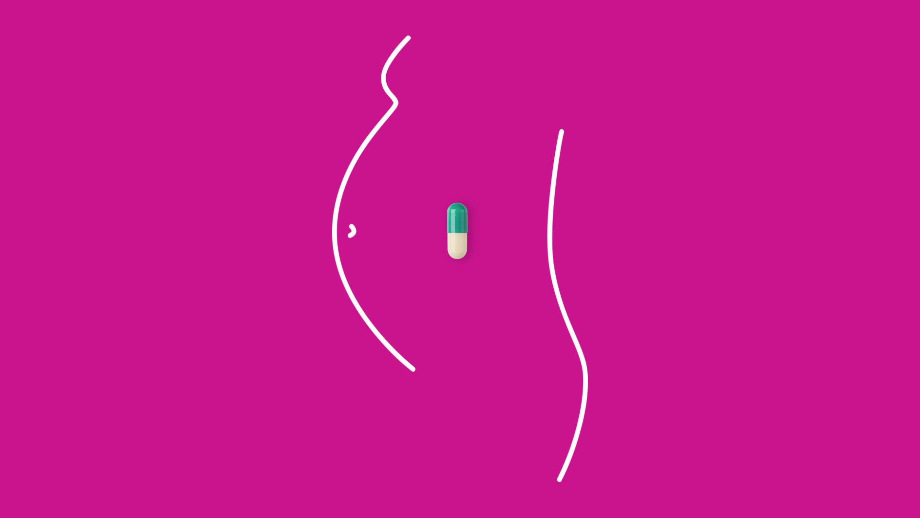 A pill inside the outline of a woman's stomach represent antidepressants and pregnancy.