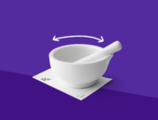 A mortar and pestle represent the duties of a pharmacy technician