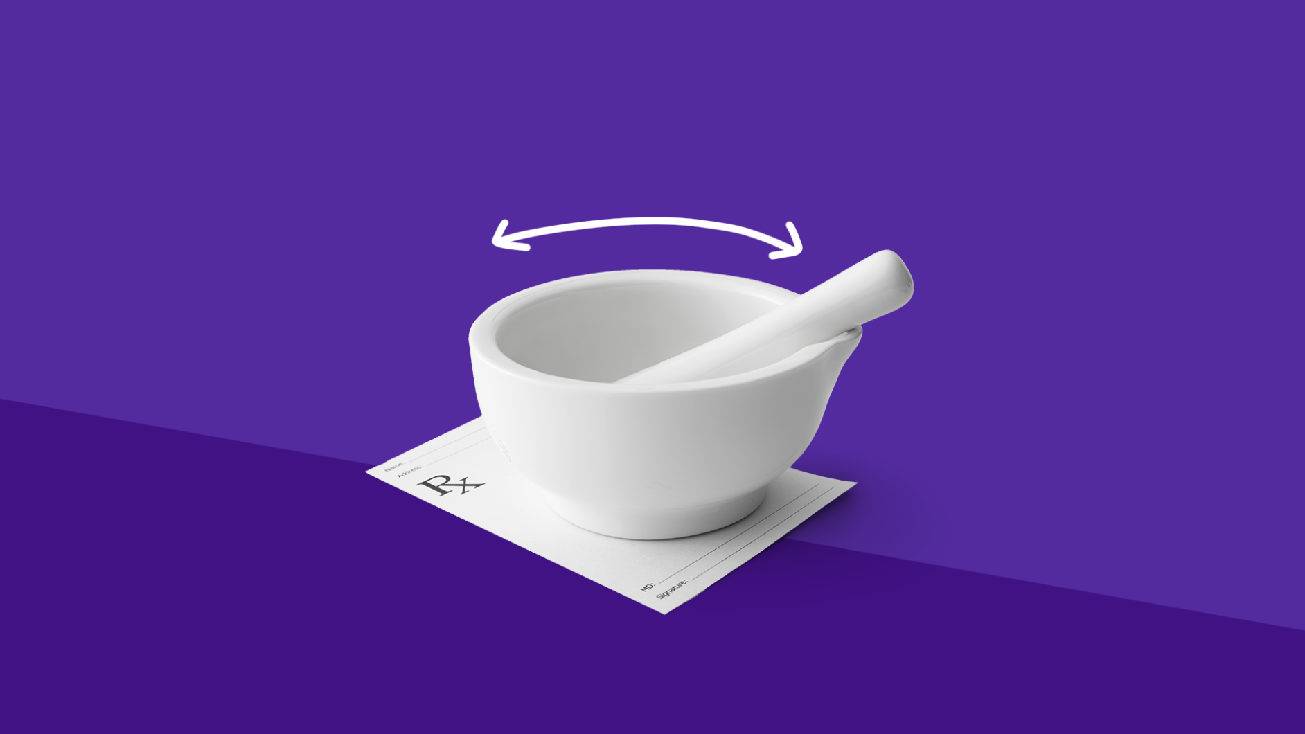 A mortar and pestle represent the duties of a pharmacy technician
