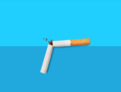 A broken cigarette represents taking Wellbutrin to quit smoking