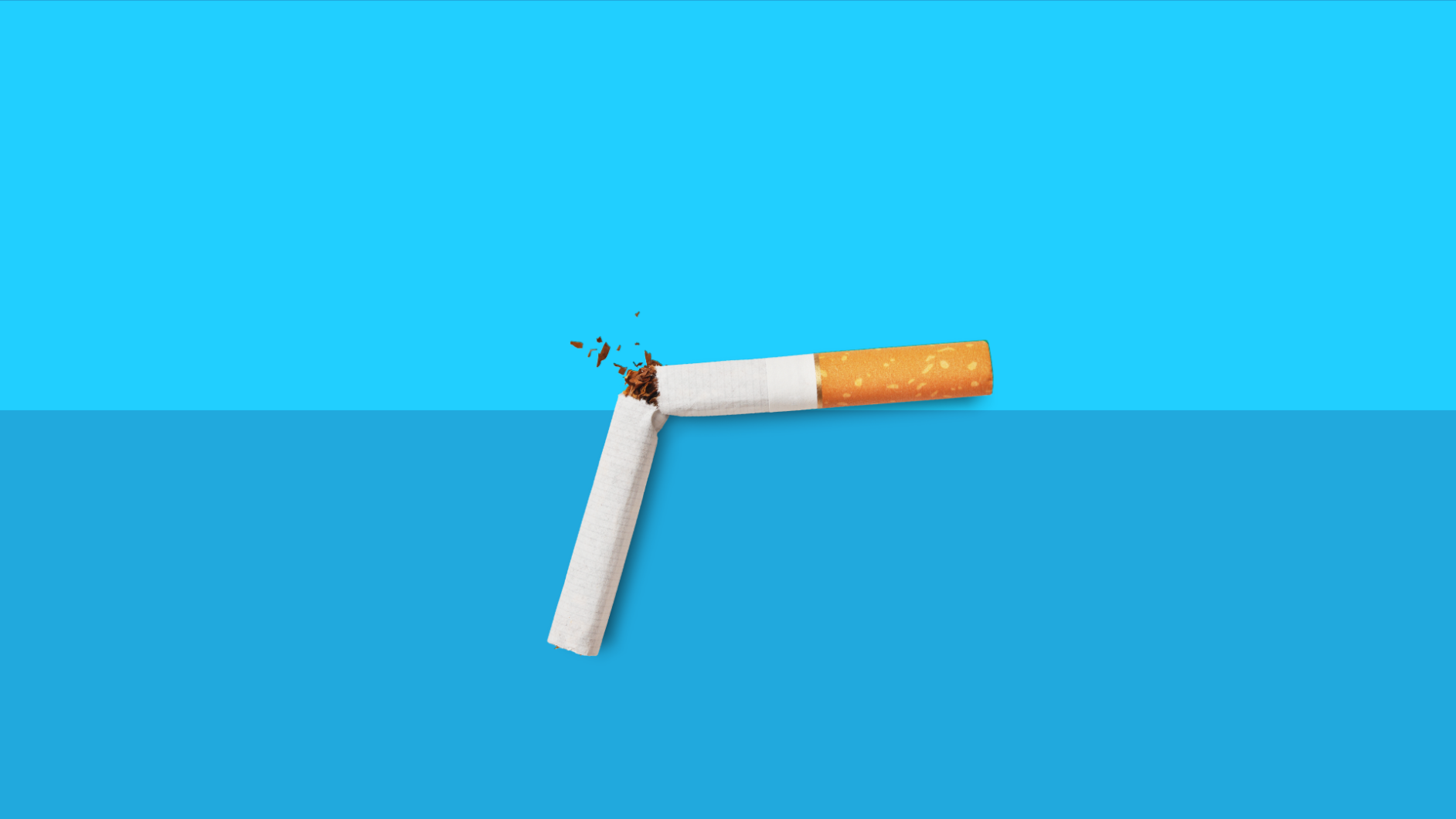 A broken cigarette represents taking Wellbutrin to quit smoking
