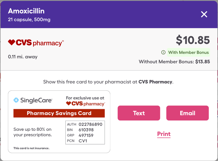 Amoxicillin coupon