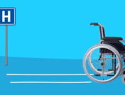 A wheelchair represents discharged from the hospital