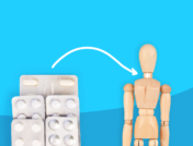Pills and a model of a person represent living with hypothyroidism