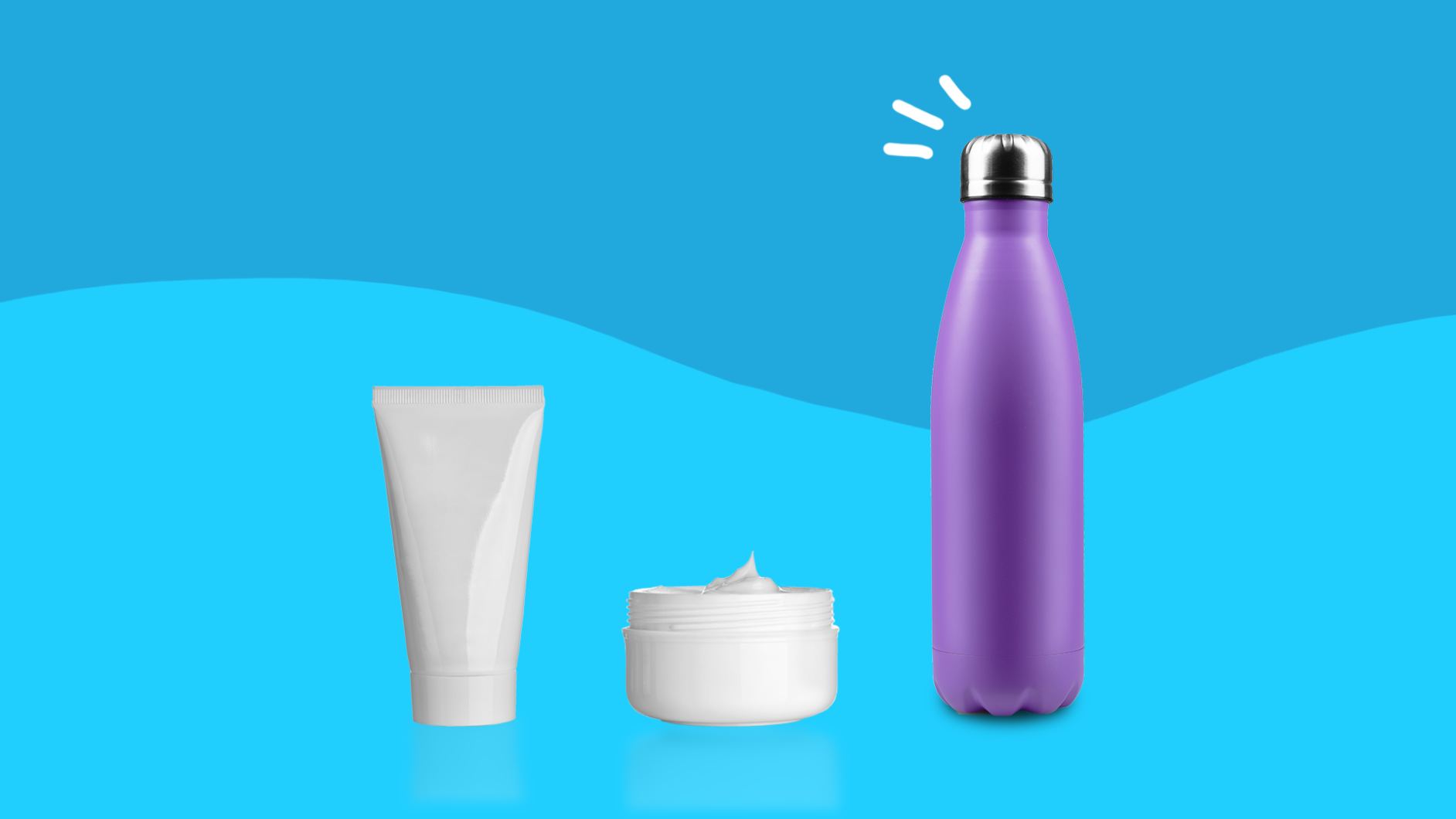 Lotion and a water bottle represent medications that cause dry skin