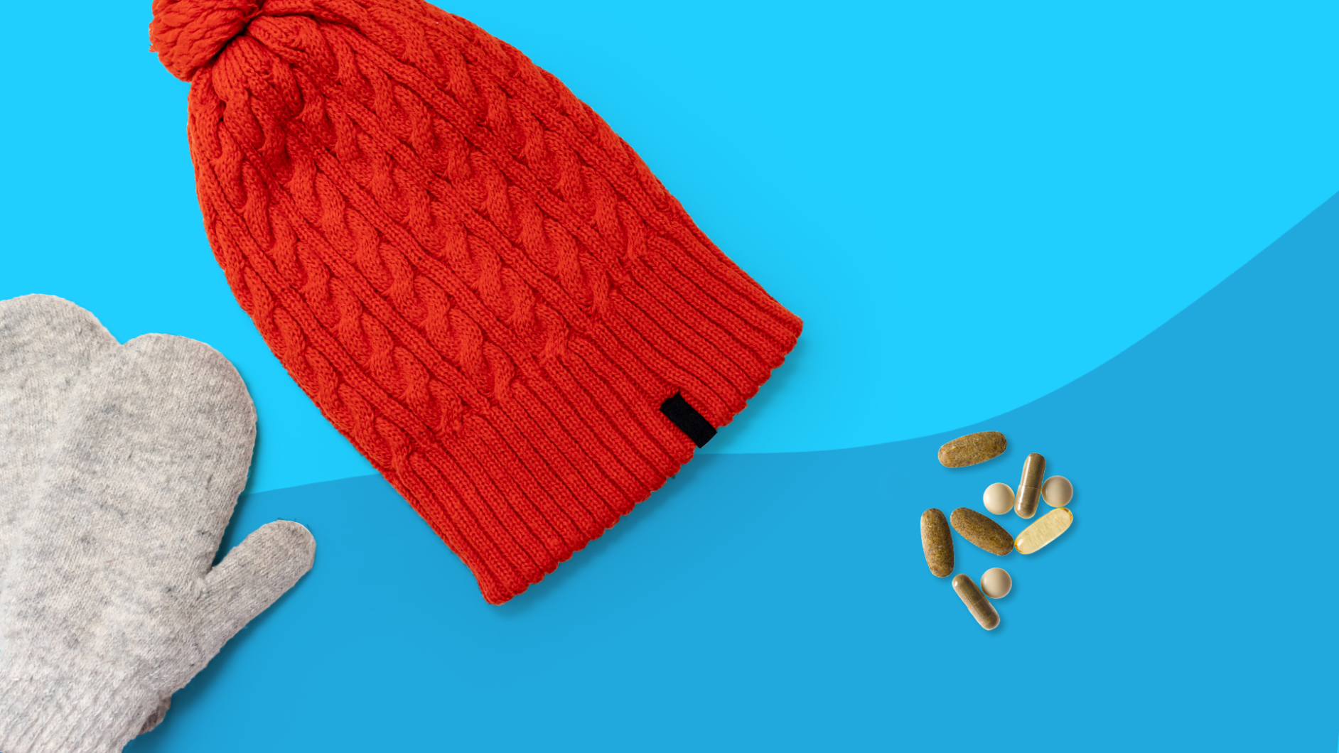 A hat, gloves, and winter vitamins