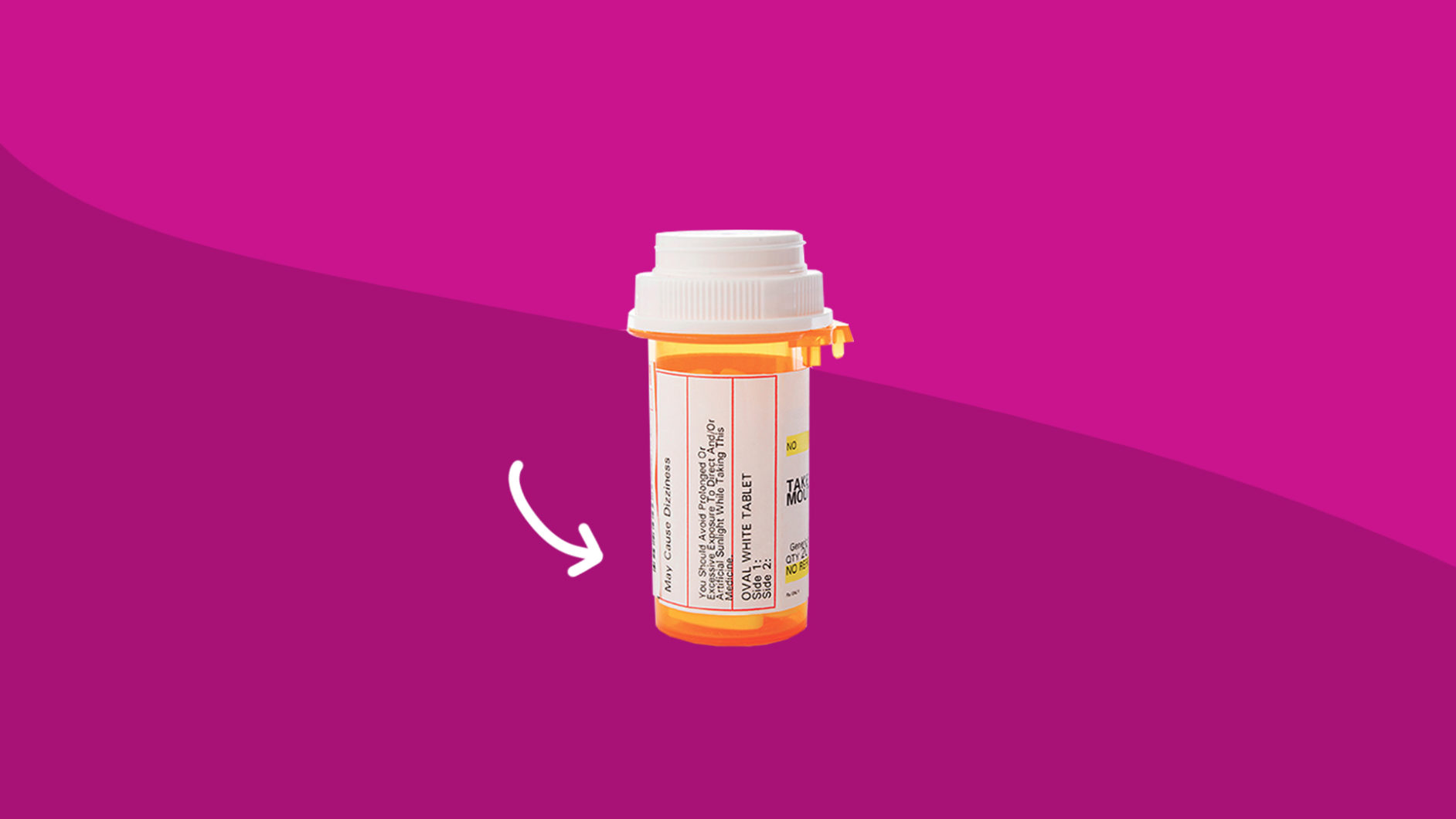 A jar of medication represents side effects