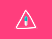 A capsule in a warning sign represents a drug recall