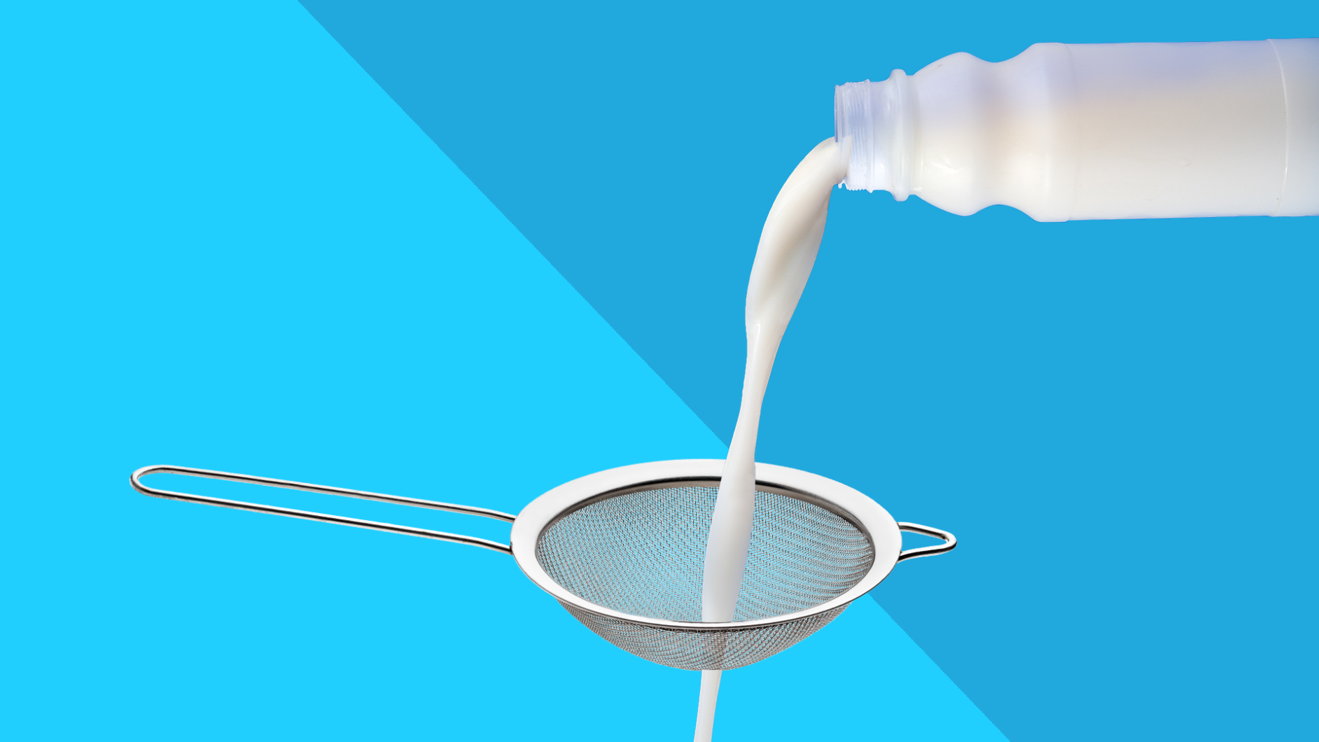 Milk pouring through a sieve represents medications when breastfeeding