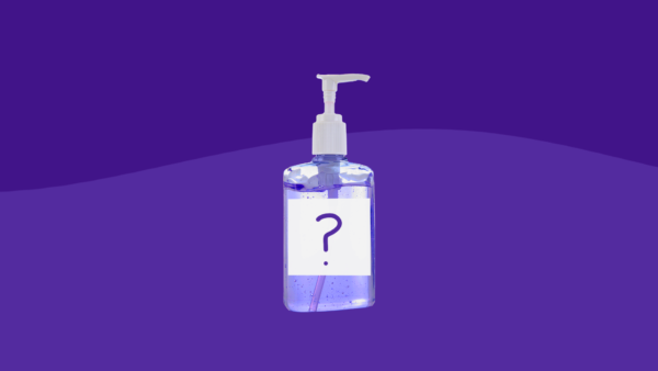 A bottle with a question mark on it asks: Does hand sanitizer expire?
