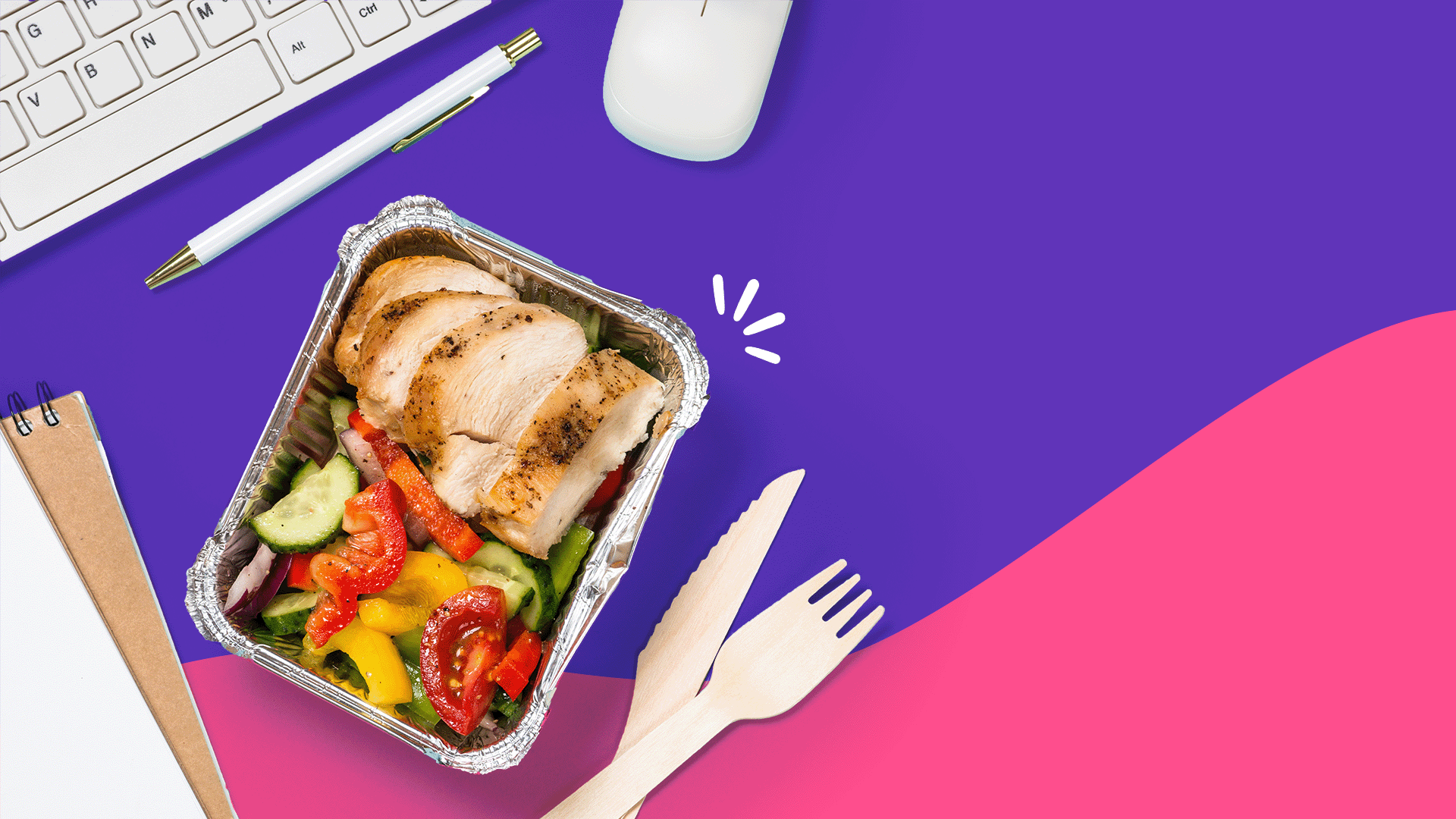 An image of a packed lunch represents how to stay healthy at work