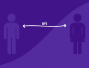 An illustration of two adults standing 6 feet apart for social distancing