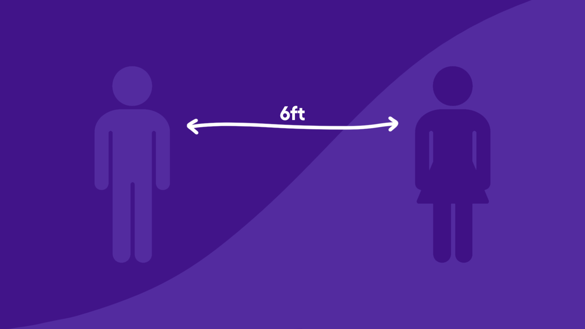 An illustration of two adults standing 6 feet apart for social distancing