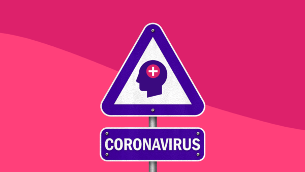 A sign with a head in it represents protecting mental health while in coronavirus isolation