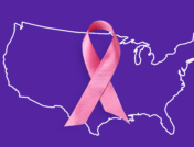 A pink ribbon represents breast cancer treatment cost in the U.S.