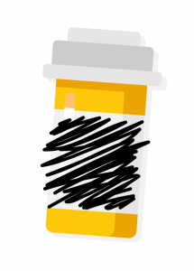 pill bottle with info scratched out