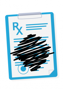 prescription sheet with info scratched out