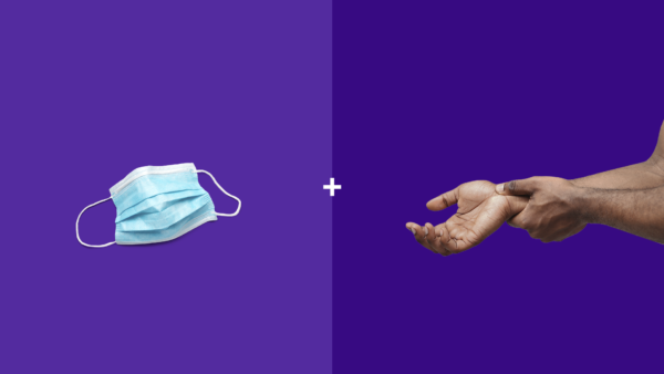 A mask and hands represents coronavirus and chronic disease