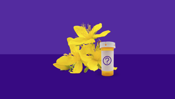 The flowers that St. John's wort comes from, and a prescription bottle