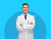 A doctor represents cancer screening for men