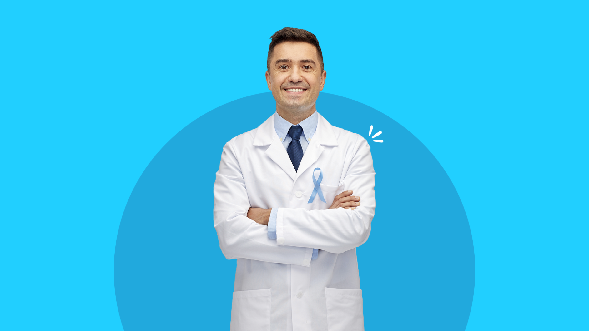 A doctor represents cancer screening for men