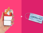 Cigarettes and a mask that says coronavirus