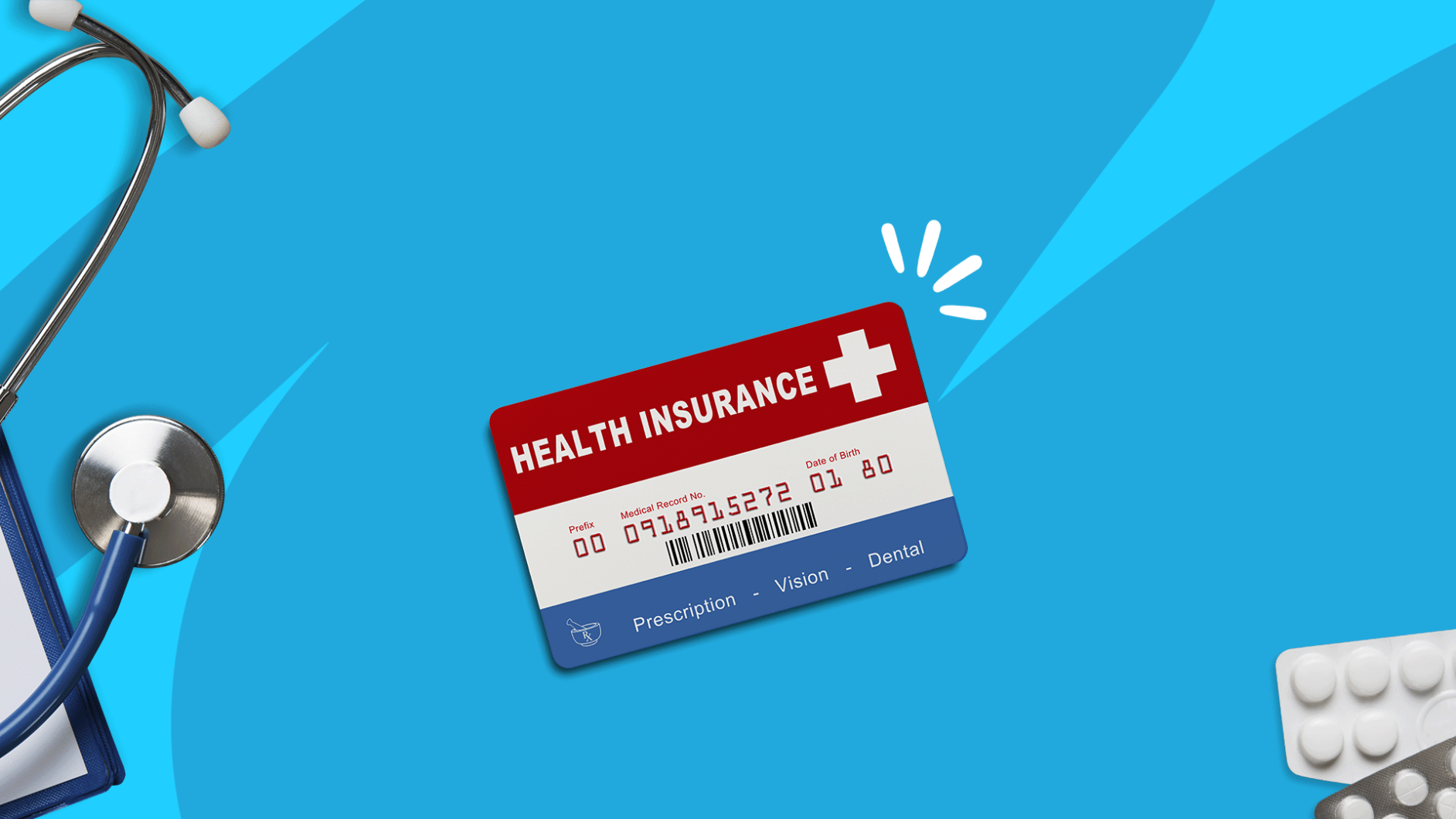 Health insurance card with stethoscope and Rx blister pack: How to see a doctor when you don’t have health insurance