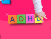 A child's hand with blocks represents ADHD misdiagnosis