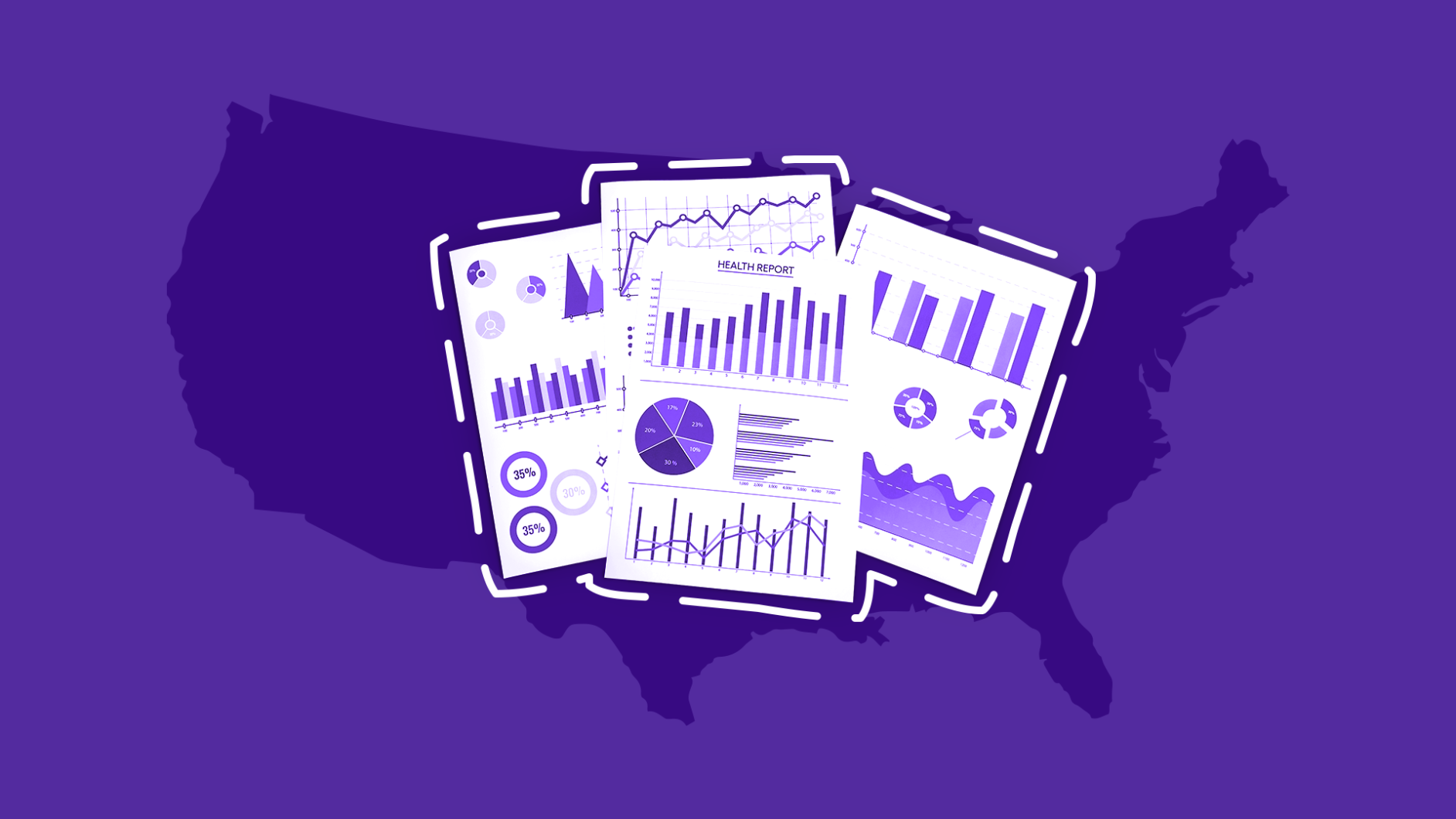 Map of America with charts and graphs: Bipolar disorder statistics