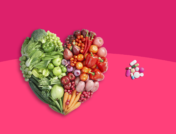 A heart made of vegetables represents nutrient deficiency
