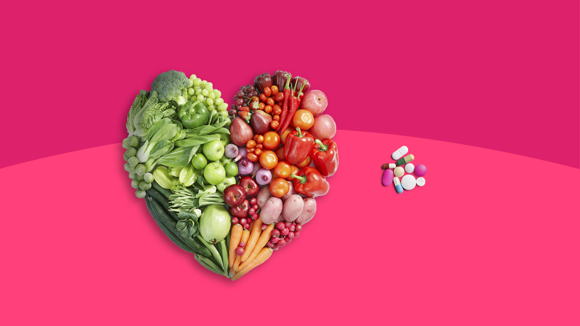 A heart made of vegetables represents nutrient deficiency