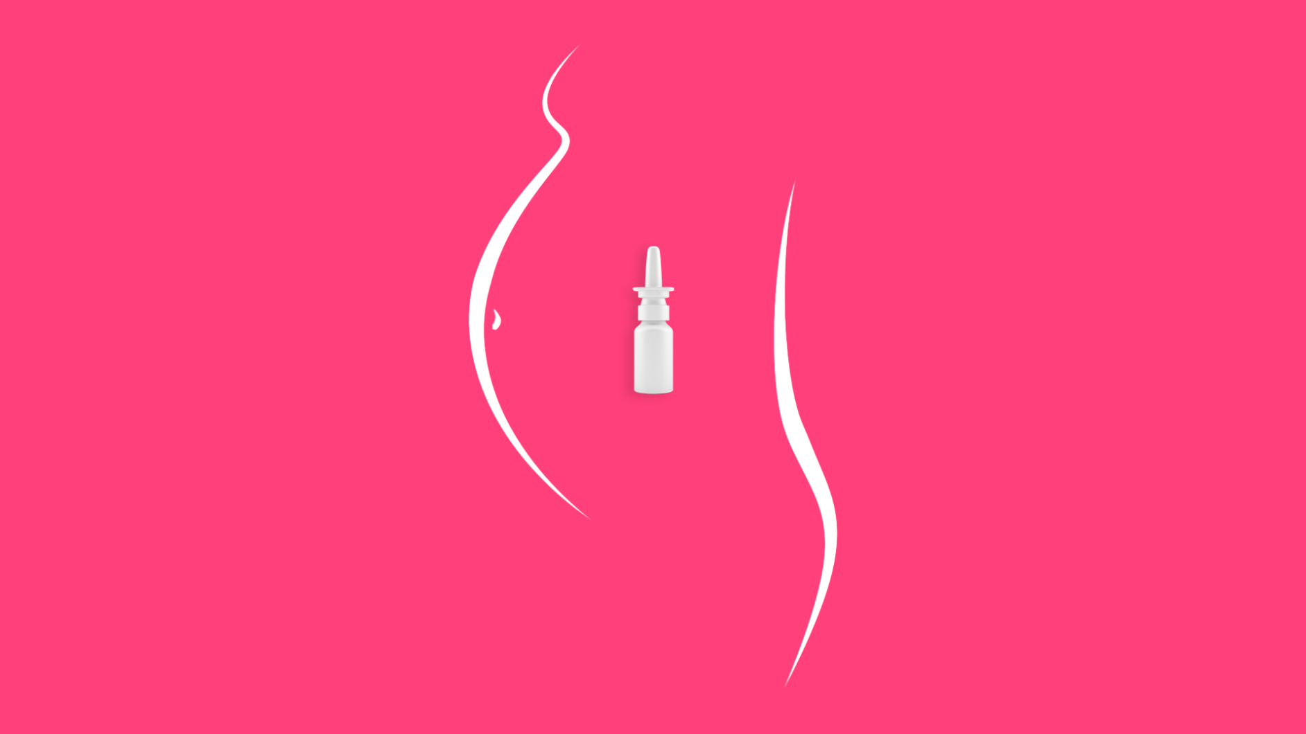 An image of a pregnant belly with nasal spray inside it represents taking allergy medicine while pregnant
