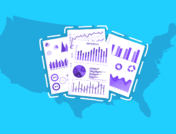 Map of America with charts and graphs: Depression statistics