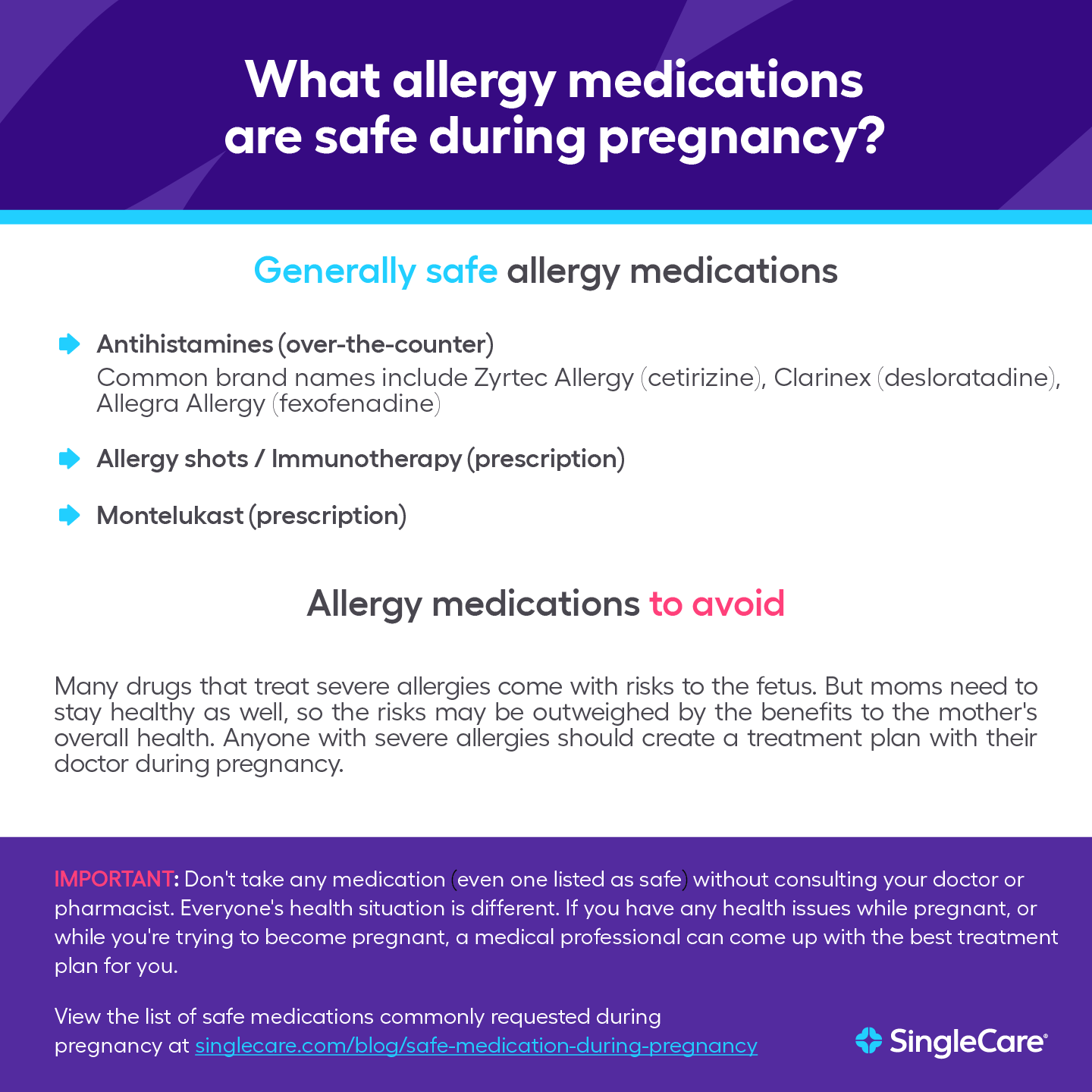 A list of allergy medications that are safe to take during pregnancy