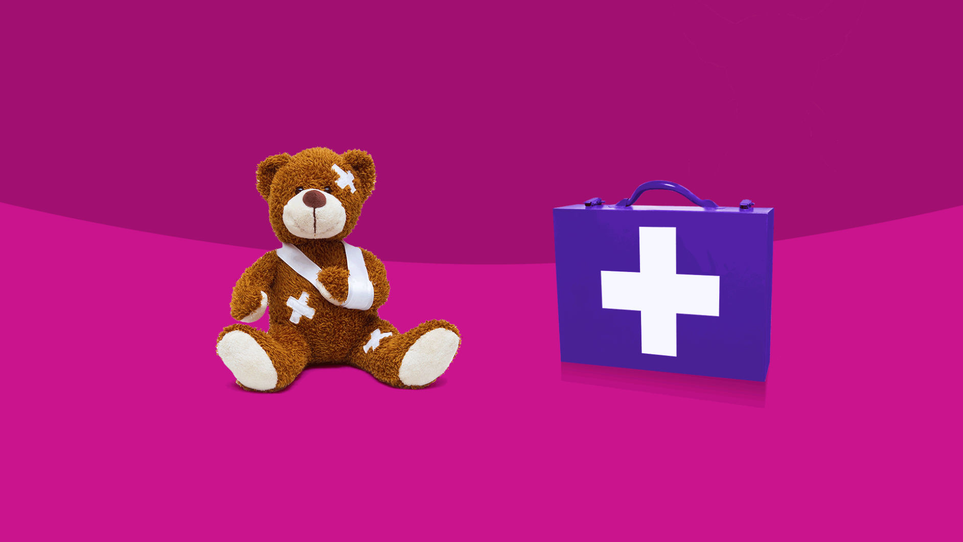 Kids Emergency Injury - teddy bear and first aid kit