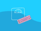 Birth control weight gain - bill control pill pack and a scale
