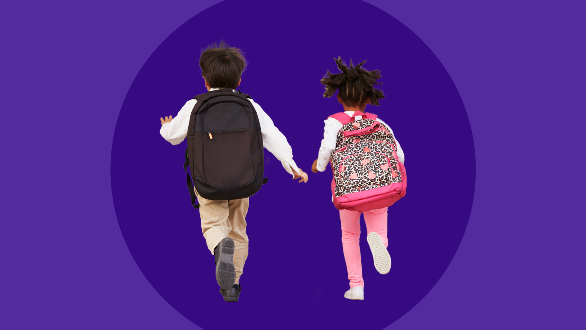 Coronavirus back to school - two kids with backpacks