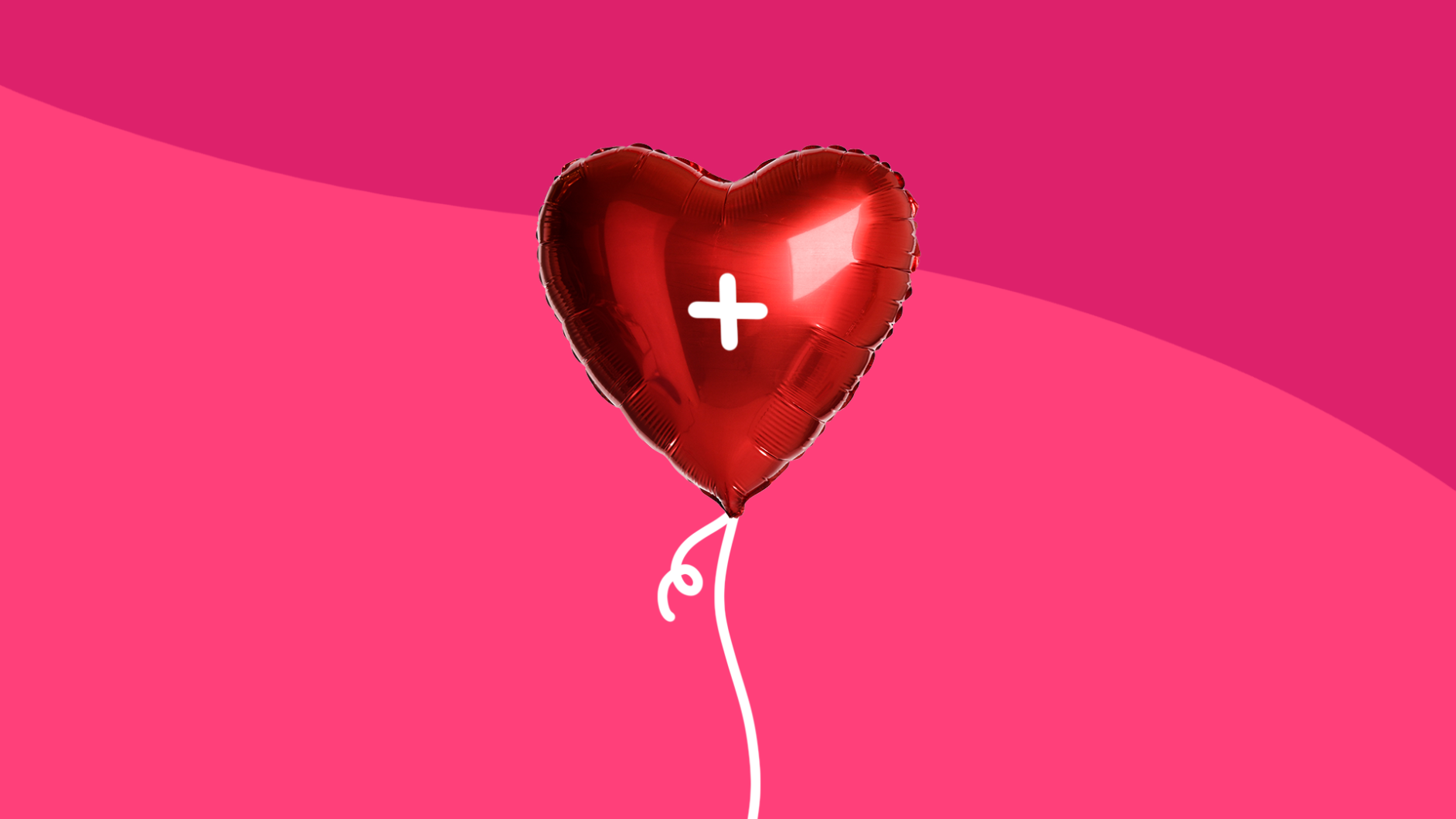 Red heart-shaped balloon: Normal heart rate