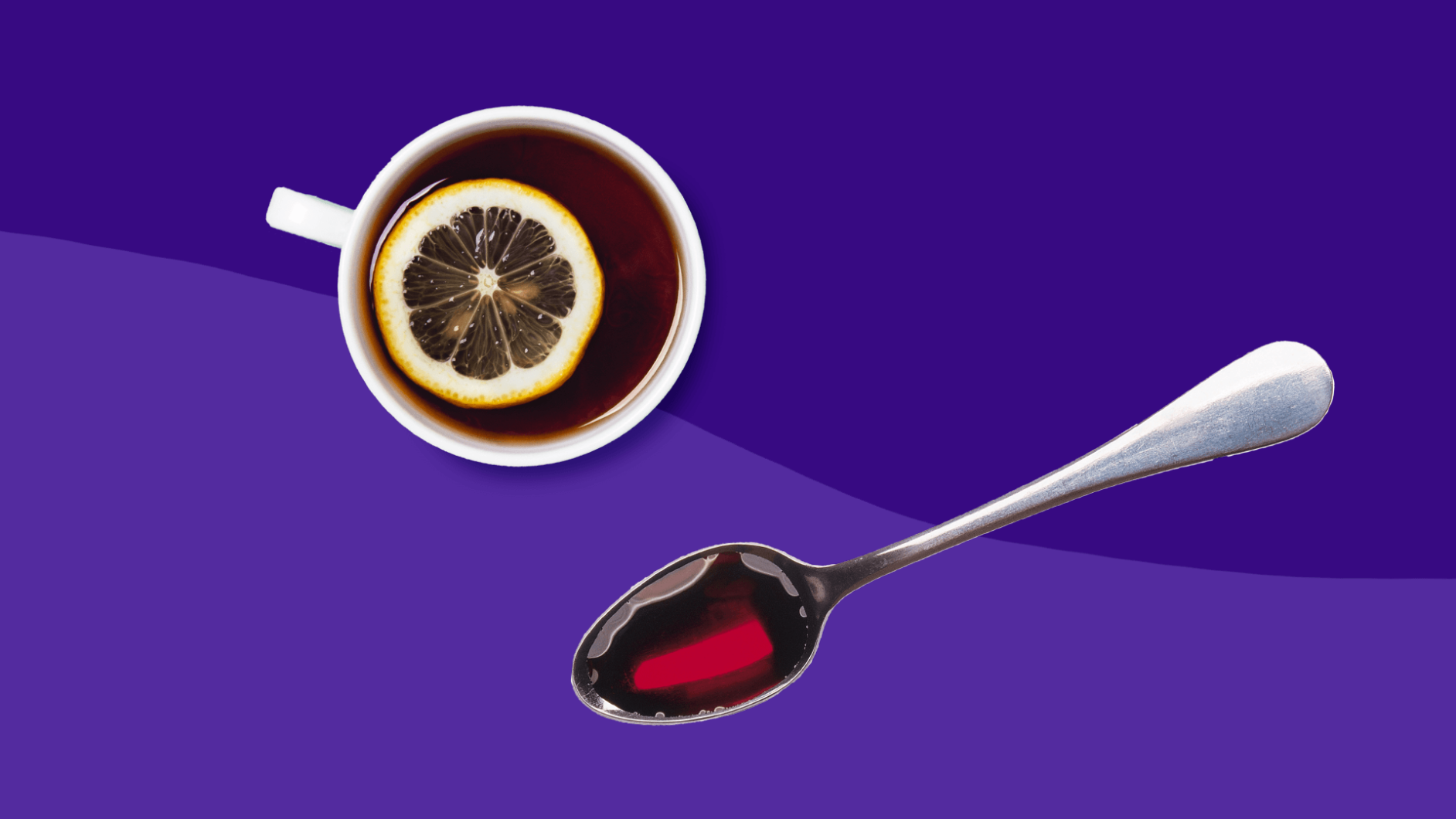 Cup of tea and cough syrup spoon: Best Cold Medicines