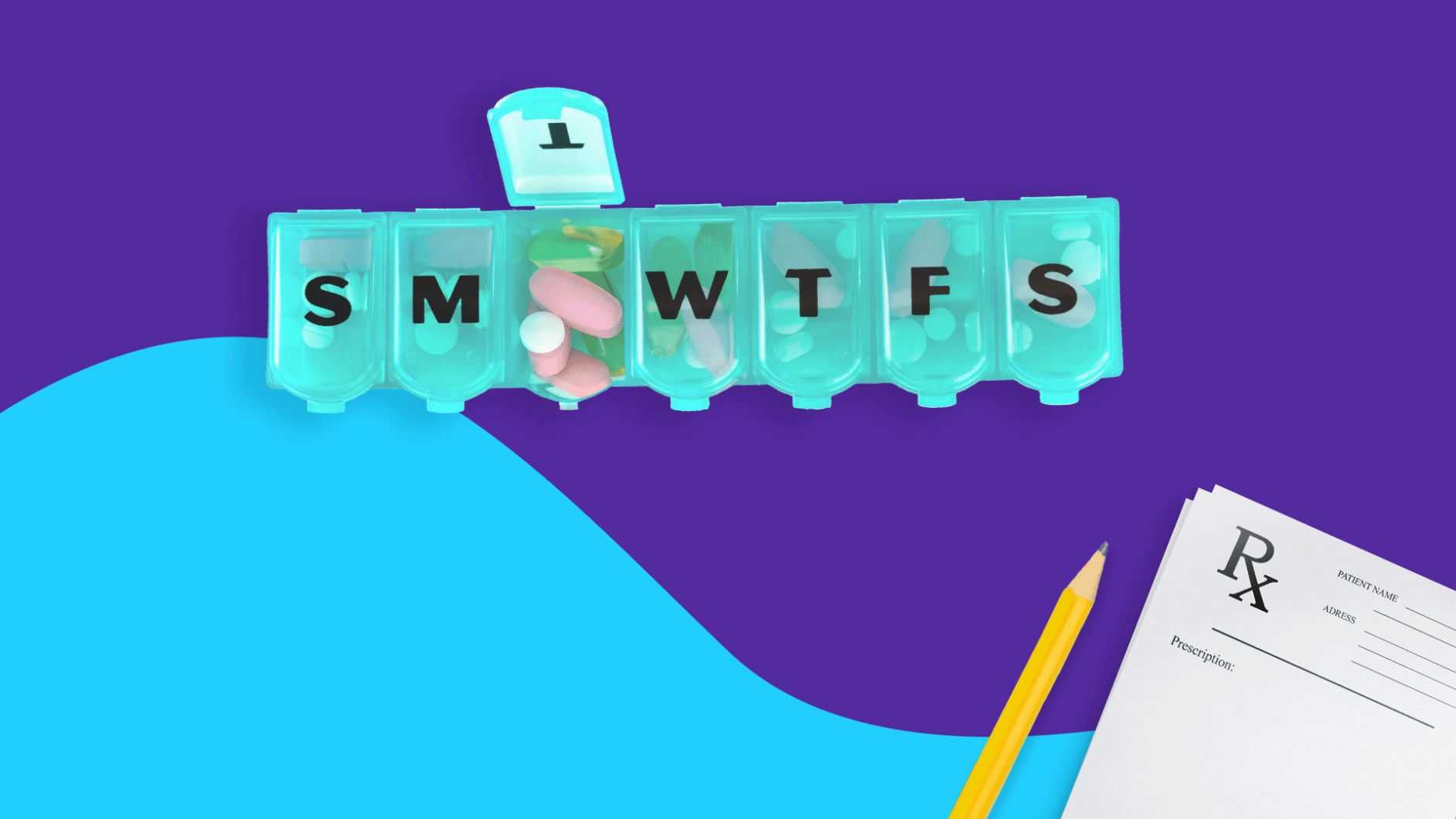 Rx daily pill organizer and Rx prescription pad: Medication management for cancer patients and caretakers