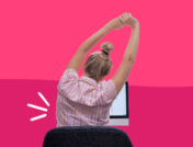 A woman stretches after having lower back pain when sitting