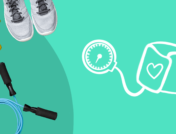An image of high blood pressure and exercise sneakers