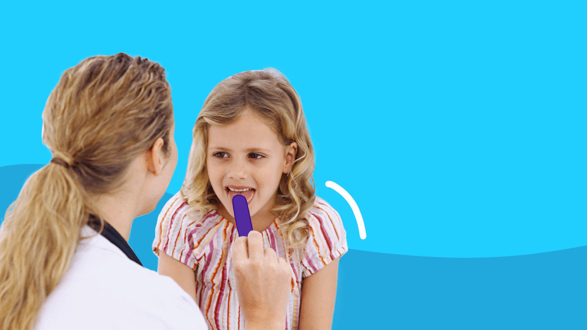 A doctor examines a girl for strep throat in kids