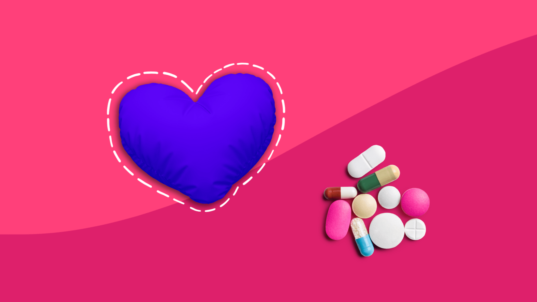 A heart and pills represent beta blockers for heart failure