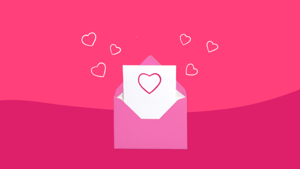 An envelope with a heart represents healthy heart during Valentine's day