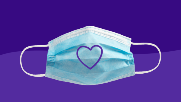 A mask with a heart on it - COVID heart damage